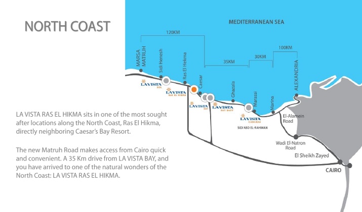 اين تقع قرية لافيستا الساحل الشمالى