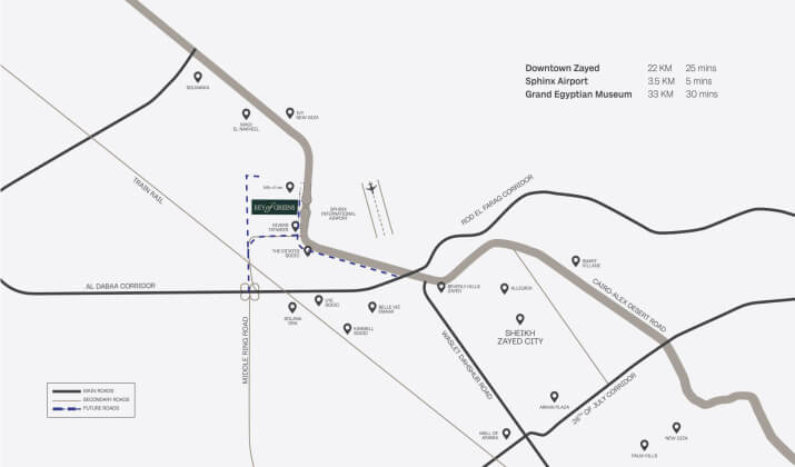 موقع كمبوند كي اوف جرينز زايد الجديدة